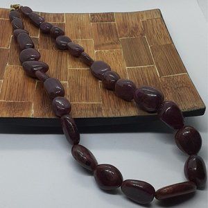 Ruby Gemstone Necklace With 10k Solid Gold Clasp, Vintage Genuine Ruby Gemstone